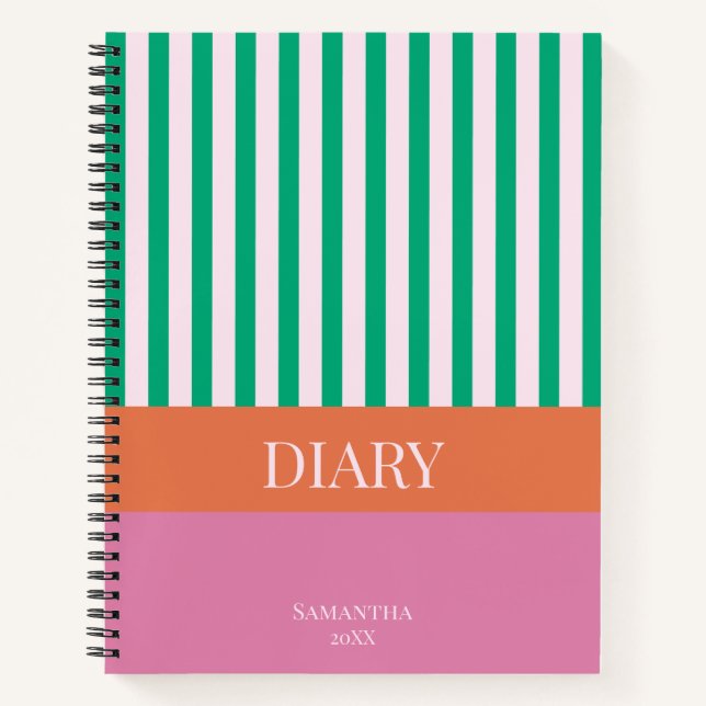 Green Strips Colorful Diary Journal Notizbuch (Vorderseite)