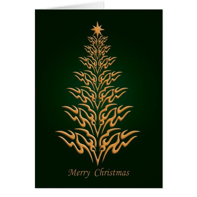 Green Stylish Christmas Tree Greetings Card (Vorne)
