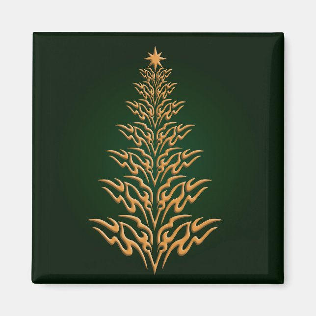 Green Stylish Christmas Tree Magnet (Vorne)