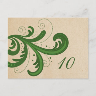 Green Stylish Wirbel Tischnummer Postkarte