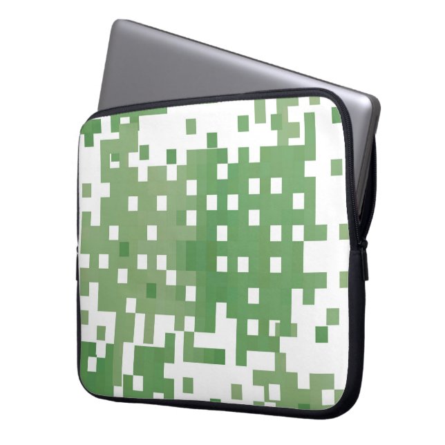 Green Suare Pixel Pattern Laptopschutzhülle (Vorderseite Links)