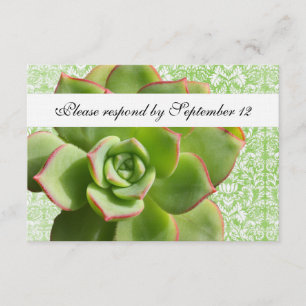 Green Succulate Vintag Damask uAwg mit Umschlag RSVP Karte