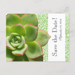 Green Succulator Vintag Damask Save the Date Ankündigungspostkarte