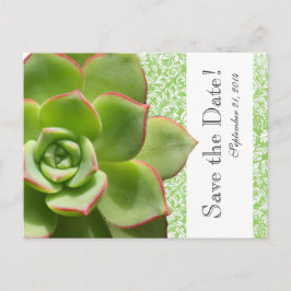 Green Succulator Vintag Damask Save the Date Ankündigungspostkarte