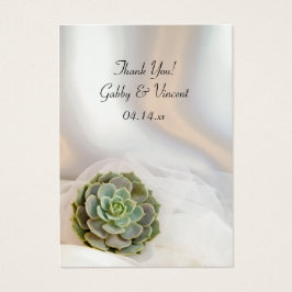 Green Succulent auf White Gastgeschenk Hochzeit Ta