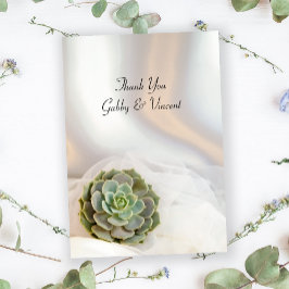 Green Succulent auf White Wedding Flat Vielen Dank Dankeskarte