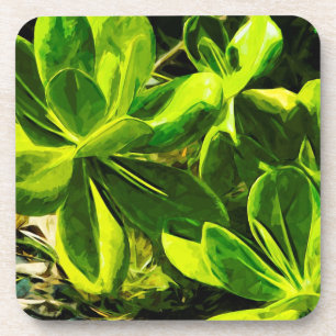 Green Succulent Ocean Beach Pflanze Abstrakt Untersetzer