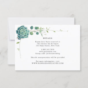 Green Succulent Wedding Details Card Einladung