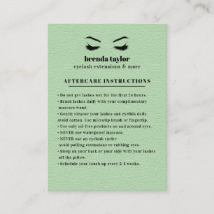 GREEN Süde Eyelash Browbar Aftercare Instructions Visitenkarte