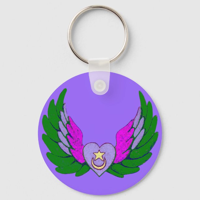 Green Sufi Winged Heart Schlüsselkette Schlüsselanhänger (Vorderseite)