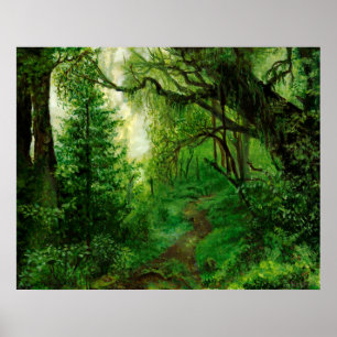 Green Summer Forest Painting Print von Nephele Poster