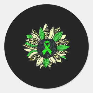 Green Sunflower Kidney Disease Awareness Warr Runder Aufkleber