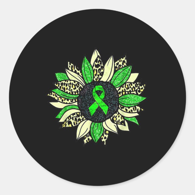 Green Sunflower Kidney Disease Awareness Warr Runder Aufkleber (Vorderseite)