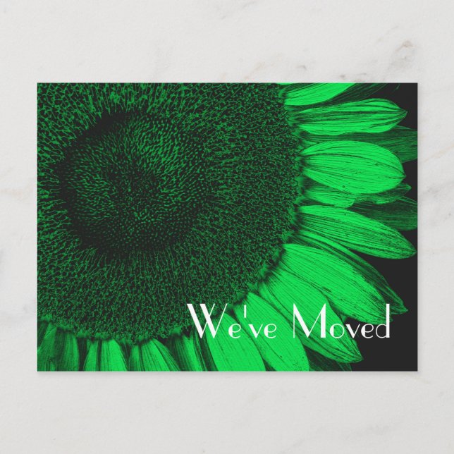 Green Sunflower New Address Floral Postcard Ankündigungspostkarte (Vorderseite)