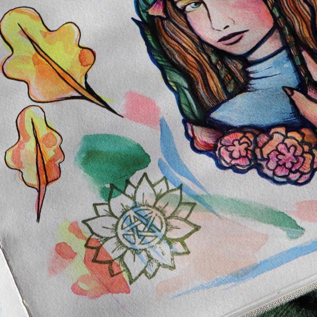 Green Sunflower Pentagram Druid Pagan  Gummistempel (Von Creator hochgeladen)