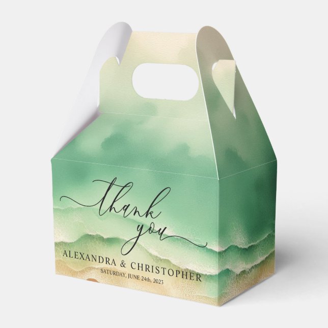 Green Sunny Ocean Beach Summer Party Hochzeit Geschenkschachtel (Vorderseite)