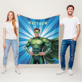 Green Superhero Boys Birthday Party Gift Fleecedecke