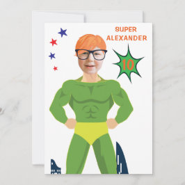 Green Superhero Muscle Man Aqua Fun Geburtstag Einladung