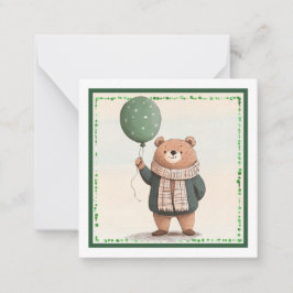 Green Sweater Bär mit Fall Kariert Scarf Mitteilungskarte