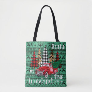 Green Sweater Rentier Vintag Red Truck Weihnachten
