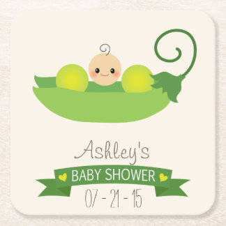 Green Sweet Pea Baby Dusche Rechteckiger Pappuntersetzer