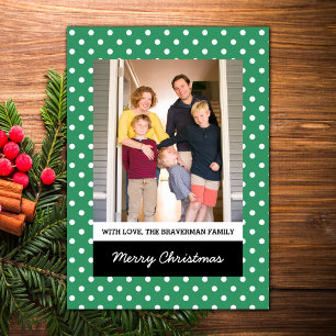 Green Sweet Polka Dot Holiday Foto Flat Card Feiertagskarte