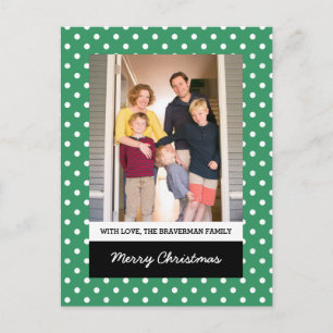 Green Sweet Polka Dot Holiday Foto Postkarte