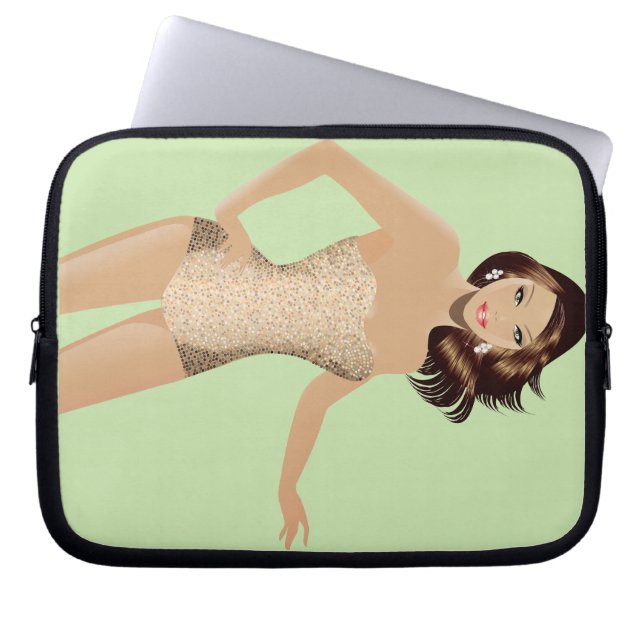 Green Swimsuit Girl Laptop Case (Vorderseite)