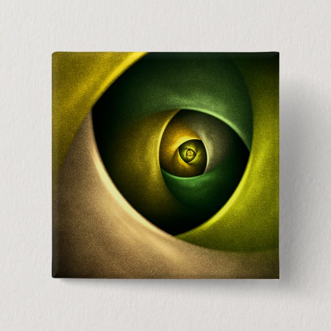 Green Swirl Floral Modernes Abstraktes Kunstmuster Button (Vorderseite)
