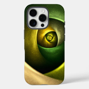 Green Swirl Floral Modernes Abstraktes Kunstmuster iPhone 16 Pro Hülle