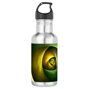 Green Swirl Floral Modernes Abstraktes Kunstmuster Edelstahlflasche