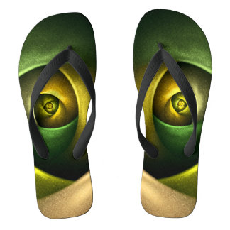 Green Swirl Floral Modernes Abstraktes Kunstmuster Flip Flops