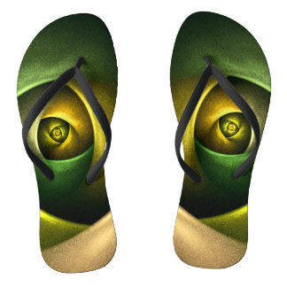 Green Swirl Floral Modernes Abstraktes Kunstmuster Flip Flops