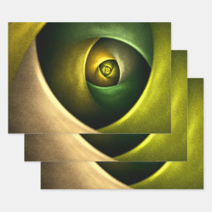 Green Swirl Floral Modernes Abstraktes Kunstmuster Geschenkpapier Set