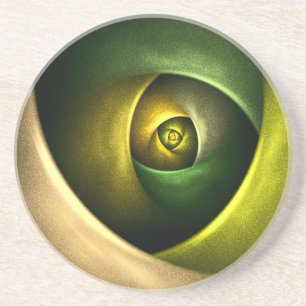 Green Swirl Floral Modernes Abstraktes Kunstmuster Getränkeuntersetzer