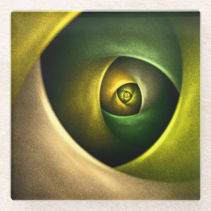 Green Swirl Floral Modernes Abstraktes Kunstmuster Glasuntersetzer