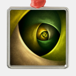 Green Swirl Floral Modernes Abstraktes Kunstmuster Ornament Aus Metall
