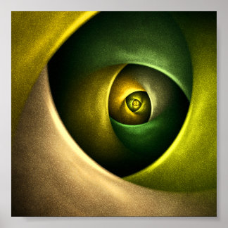 Green Swirl Floral Modernes Abstraktes Kunstmuster Poster