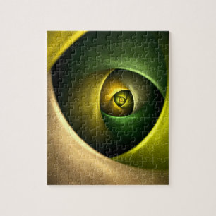 Green Swirl Floral Modernes Abstraktes Kunstmuster Puzzle