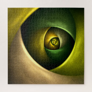 Green Swirl Floral Modernes Abstraktes Kunstmuster Puzzle