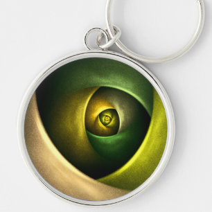 Green Swirl Floral Modernes Abstraktes Kunstmuster Schlüsselanhänger