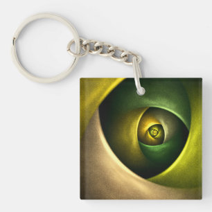 Green Swirl Floral Modernes Abstraktes Kunstmuster Schlüsselanhänger
