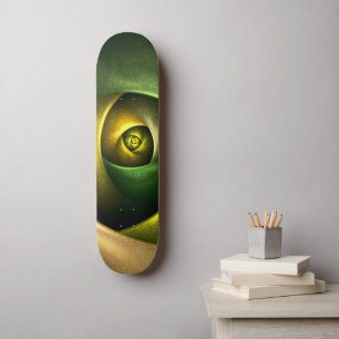 Green Swirl Floral Modernes Abstraktes Kunstmuster Skateboard