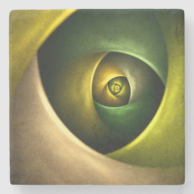 Green Swirl Floral Modernes Abstraktes Kunstmuster Steinuntersetzer (Vorderseite)