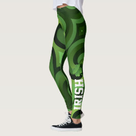 Green Swirl Irish St. Patrick's Day Kleeblatt Leggings
