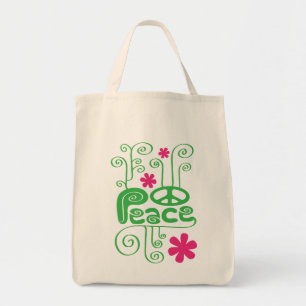Green Swirls Peace Tote Tragetasche