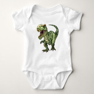 Green T-Rex Dinosaur - Niedlicher Cartoon Dino Shi Baby Strampler