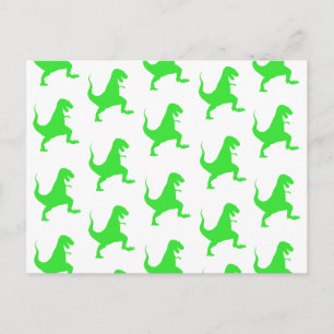 Green t-rex pattern postkarte