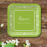 GREEN TALAVERA BRAUTPARTY PAPPTELLER<br><div class="desc">Schöne grüne mexikanische Talavera-Blume</div>