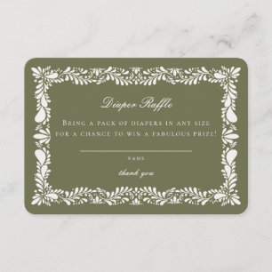 Green Talavera Tile Diaper Raffekarte Beilage Begleitkarte